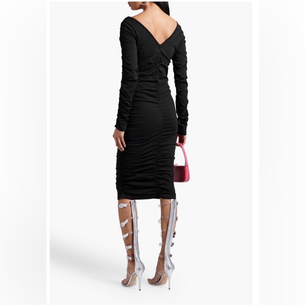 Helmut Lang Black Ruched Midi Dress XS/S - Picture 2 of 5